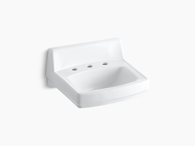 KOHLER K-2030 GREENWICH 15 INCH WALL MOUNTED BATHROOM SINK WITH 3 HOLES DRILLED AND OVERFLOW