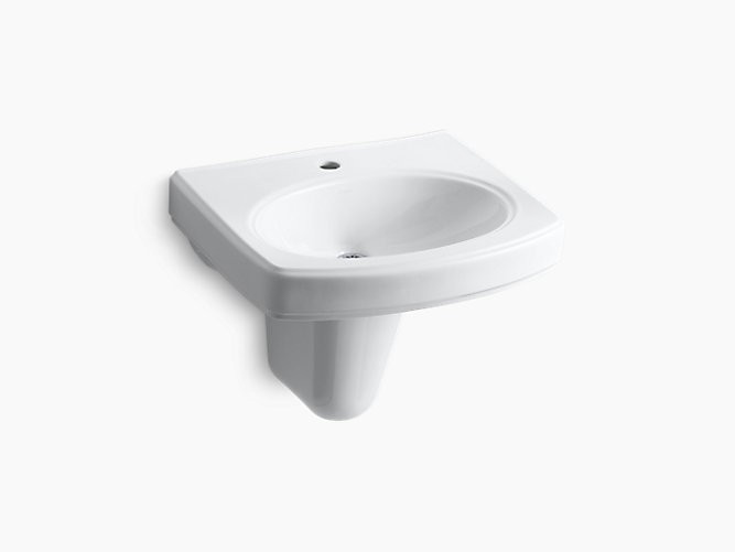 KOHLER K-2035-1 PINOIR 18 INCH WALL MOUNTED BATHROOM SINK WITH 1 HOLE DRILLED AND OVERFLOW