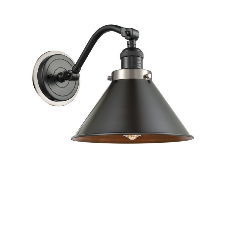 INNOVATIONS LIGHTING 515BP-1W-OBSN-M10-OB FRANKLIN RESTORATION BRIARCLIFF 1 LIGHT 8 INCH METAL SHADE WALL SCONCE - OIL RUBBED BRONZE WITH BRUSHED SATIN NICKEL