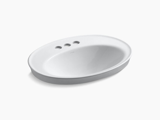 KOHLER K-2075-1 SERIF 16-7/8 INCH DROP IN BATHROOM SINK WITH 1 HOLE DRILLED AND OVERFLOW
