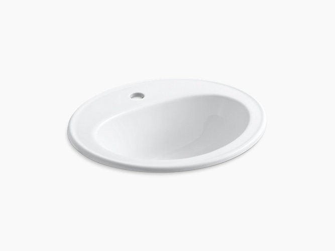 KOHLER K-2196-1 PENNINGTON 16 INCH DROP IN BATHROOM SINK WITH 1 HOLE DRILLED AND OVERFLOW