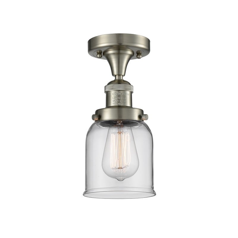 INNOVATIONS LIGHTING 517-1CH-G52 FRANKLIN RESTORATION SMALL BELL 5 INCH ONE LIGHT CLEAR GLASS SEMI-FLUSH MOUNT CEILING LIGHT