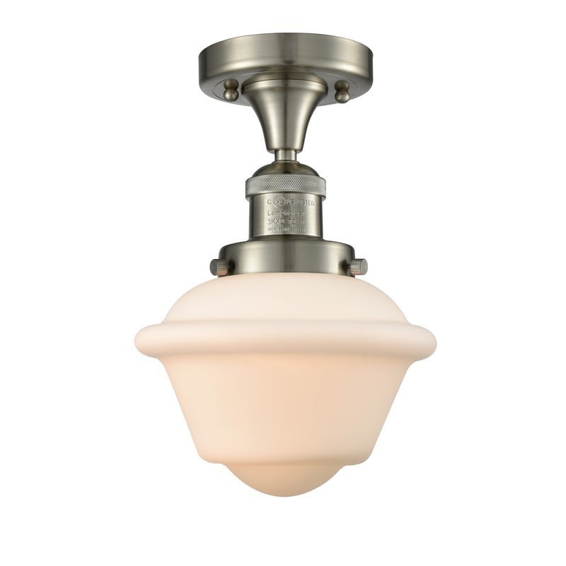 INNOVATIONS LIGHTING 517-1CH-G531 FRANKLIN RESTORATION SMALL OXFORD 7 1/2 INCH ONE LIGHT MATTE WHITE CASED GLASS SEMI-FLUSH MOUNT CEILING LIGHT