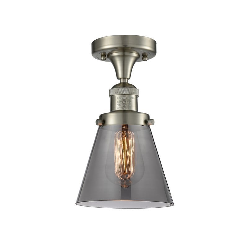 INNOVATIONS LIGHTING 517-1CH-G63 FRANKLIN RESTORATION SMALL CONE 6 1/2 INCH ONE LIGHT GRAY GLASS SEMI-FLUSH MOUNT CEILING LIGHT