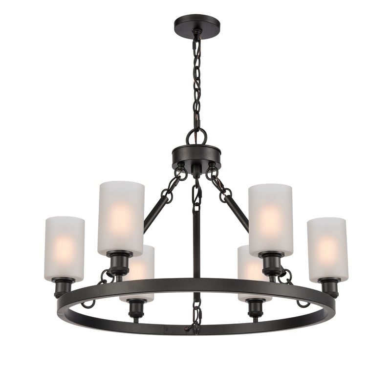 INNOVATIONS LIGHTING 830-BK-G801 BALLSTON SALOON 6 LIGHT 30 INCH CEILING MOUNT WHITE GLASS CHANDELIER - MATTE BLACK