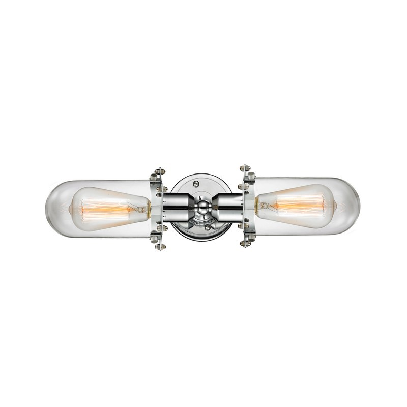 INNOVATIONS LIGHTING 900-2W-CE231-L AUSTERE CENTRI 2 LIGHT 22 INCH WALL MOUNT CLEAR GLASS VANITY LIGHT