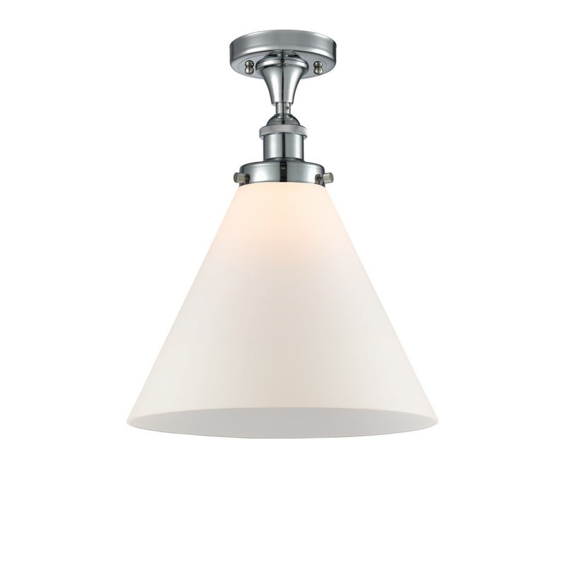 INNOVATIONS LIGHTING 916-1C-G41-L BALLSTON X-LARGE CONE 1 LIGHT 8 INCH MATTE WHITE GLASS SEMI-FLUSH MOUNT CEILING LIGHT