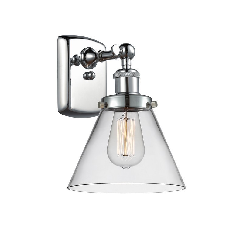 INNOVATIONS LIGHTING 916-1W-G42 BALLSTON LARGE CONE 1 LIGHT 8 INCH CLEAR GLASS WALL SCONCE