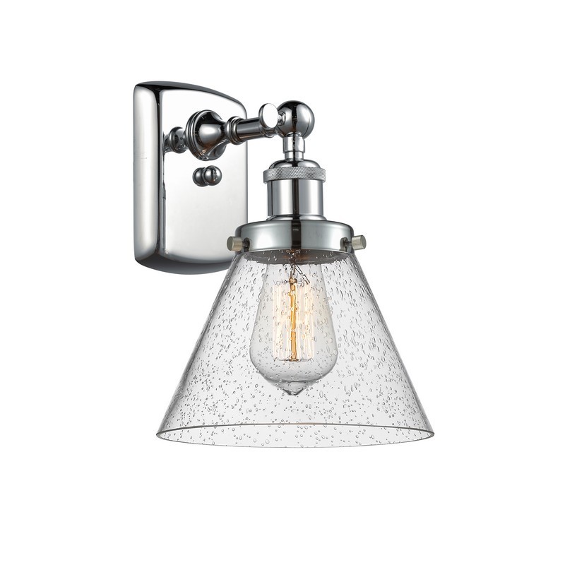 INNOVATIONS LIGHTING 916-1W-G44 BALLSTON LARGE CONE 1 LIGHT 8 INCH SEEDY GLASS WALL SCONCE
