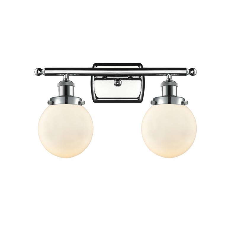 INNOVATIONS LIGHTING 916-2W-G201-6 BALLSTON BEACON 2 LIGHT 16 INCH MATTE WHITE GLASS VANITY LIGHT