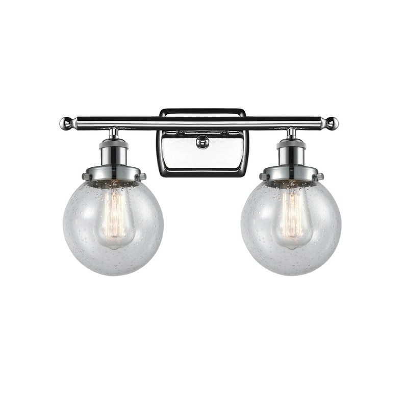 INNOVATIONS LIGHTING 916-2W-G204-6 BALLSTON BEACON 2 LIGHT 16 INCH SEEDY GLASS VANITY LIGHT