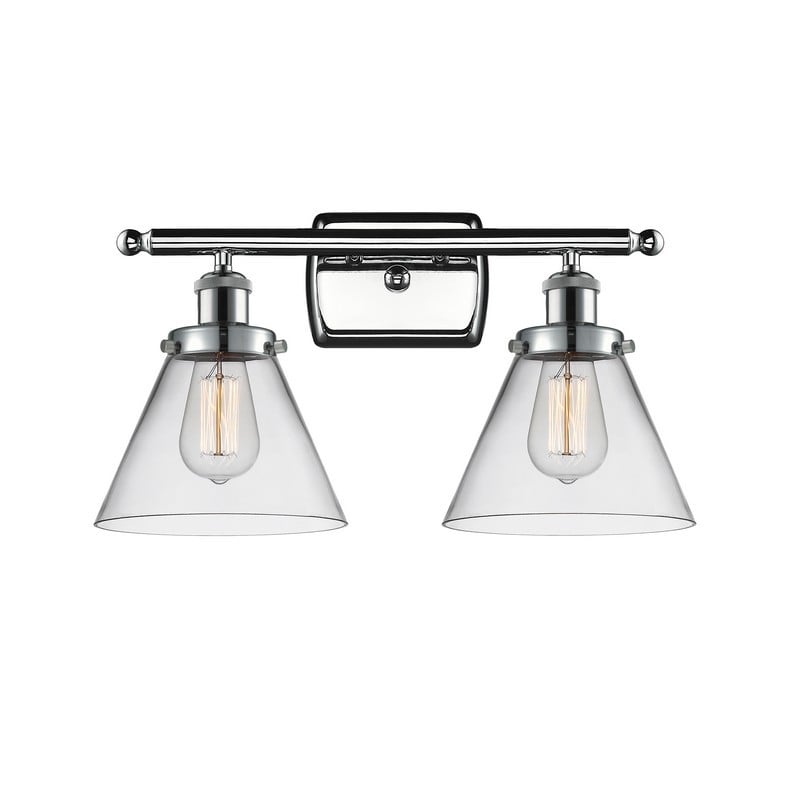 INNOVATIONS LIGHTING 916-2W-G42 BALLSTON LARGE CONE 2 LIGHT 16 INCH CLEAR GLASS VANITY LIGHT