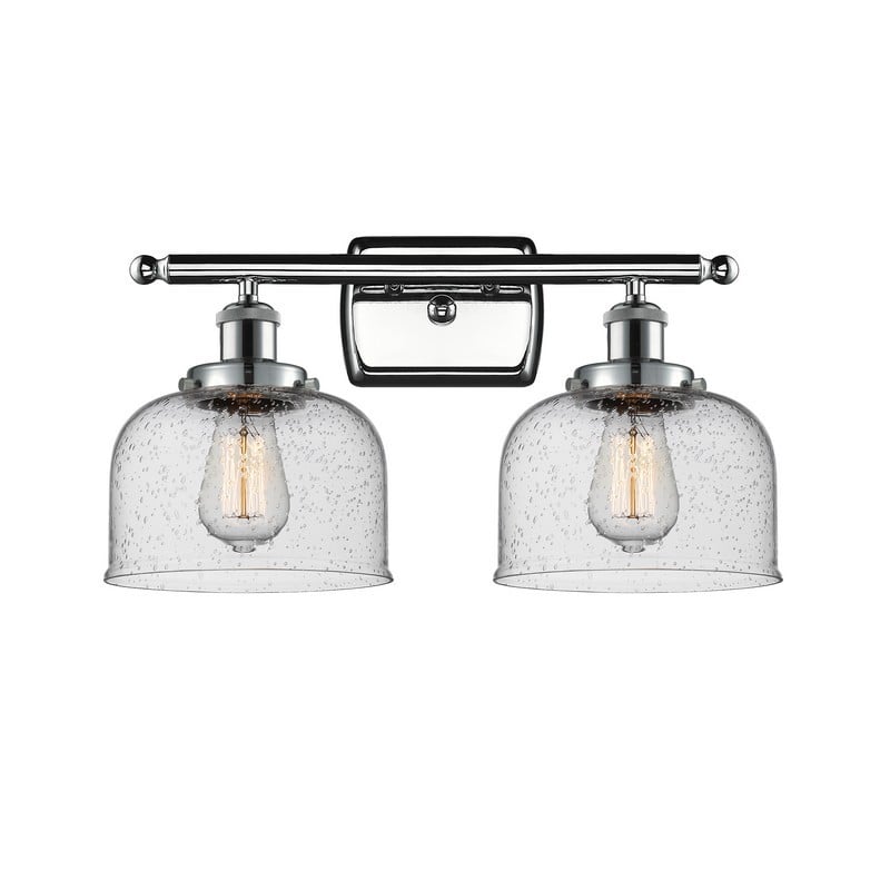 INNOVATIONS LIGHTING 916-2W-G74 BALLSTON LARGE BELL 2 LIGHT 16 INCH SEEDY GLASS VANITY LIGHT