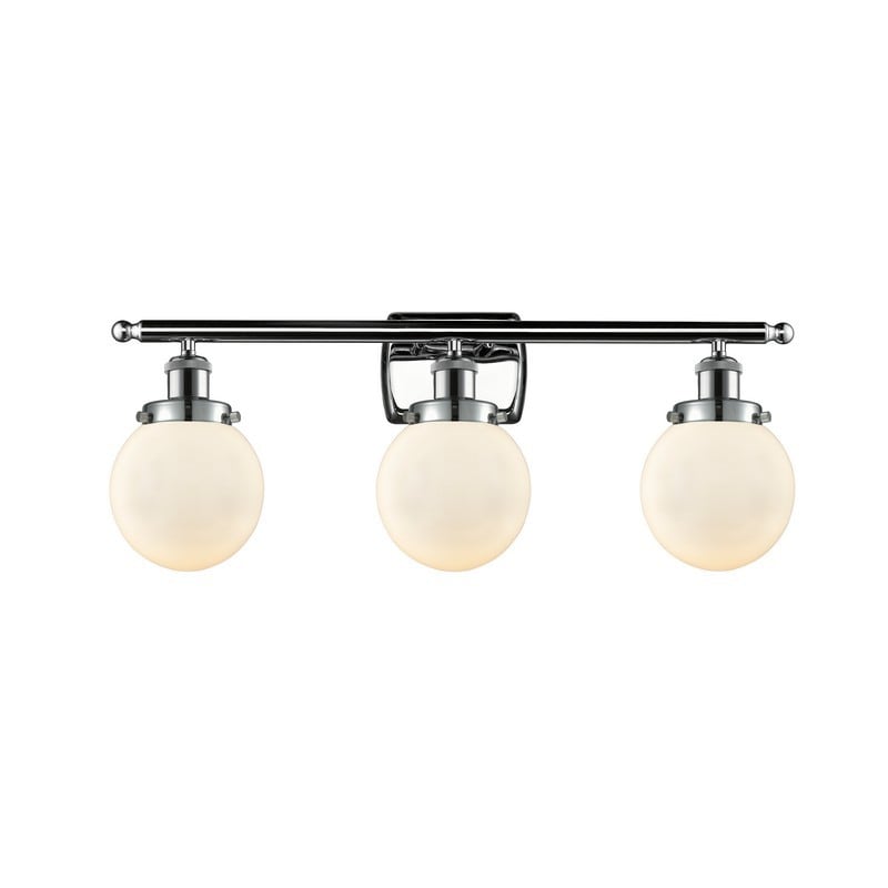 INNOVATIONS LIGHTING 916-3W-G201-6 BALLSTON BEACON 3 LIGHT 26 INCH MATTE WHITE GLASS VANITY LIGHT