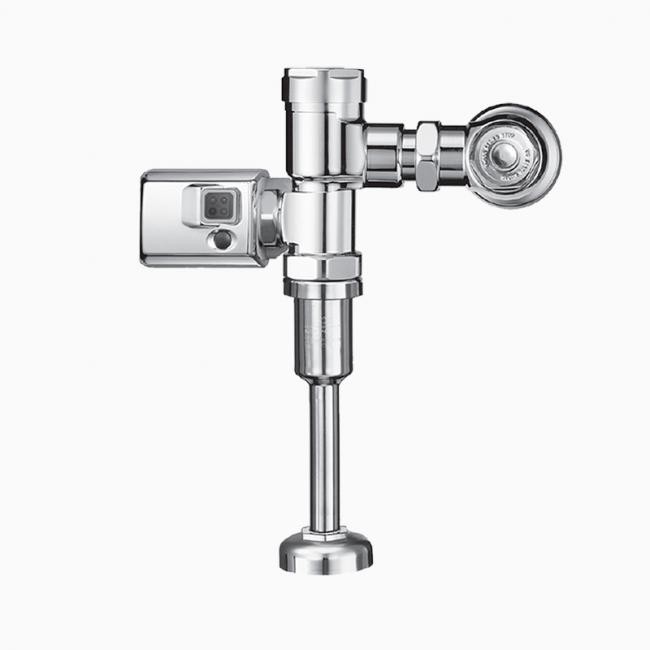 SLOAN 3072640 GEM-2 186-0.5 XL SMO 0.5 GPF TOP SPUD SINGLE FLUSH EXPOSED SENSOR URINAL FLUSHOMETER WITH ADAPTER AND ELECTRICAL OVERRIDE - POLISHED CHROME