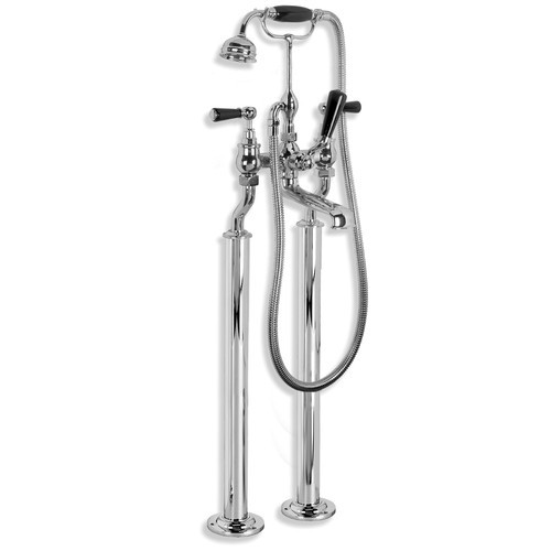 LEFROY BROOKS BL-1144 CLASSIC 43 7/8 INCH TWO HOLES FLOOR MOUNT TUB FILLER WITH HANDSHOWER AND STANDPIPES