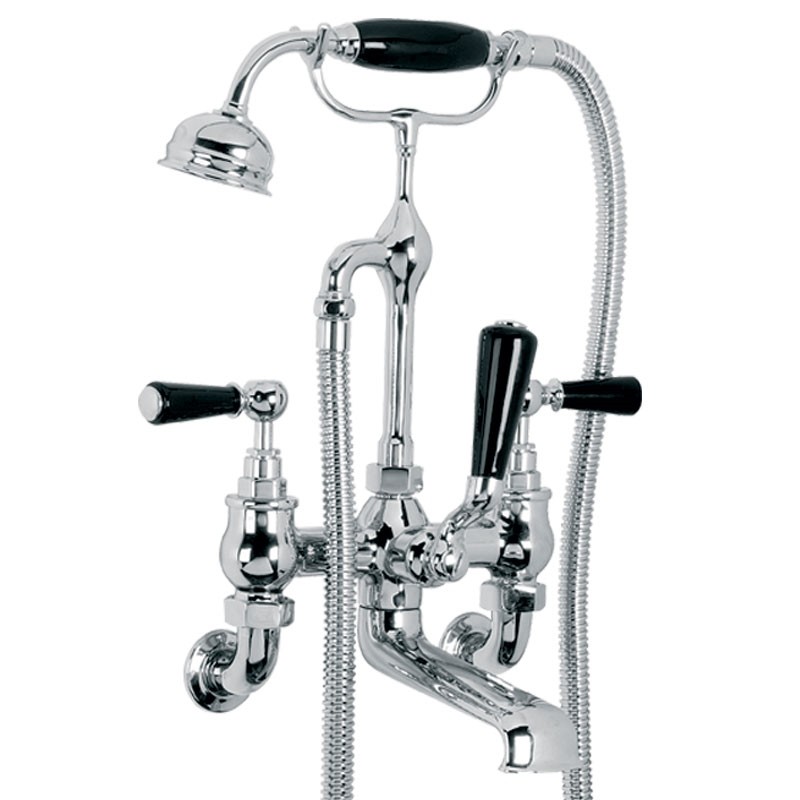 LEFROY BROOKS BL-1166 CLASSIC 12 1/2 INCH TWO HOLES WALL MOUNT TUB FILLER WITH HANDSHOWER