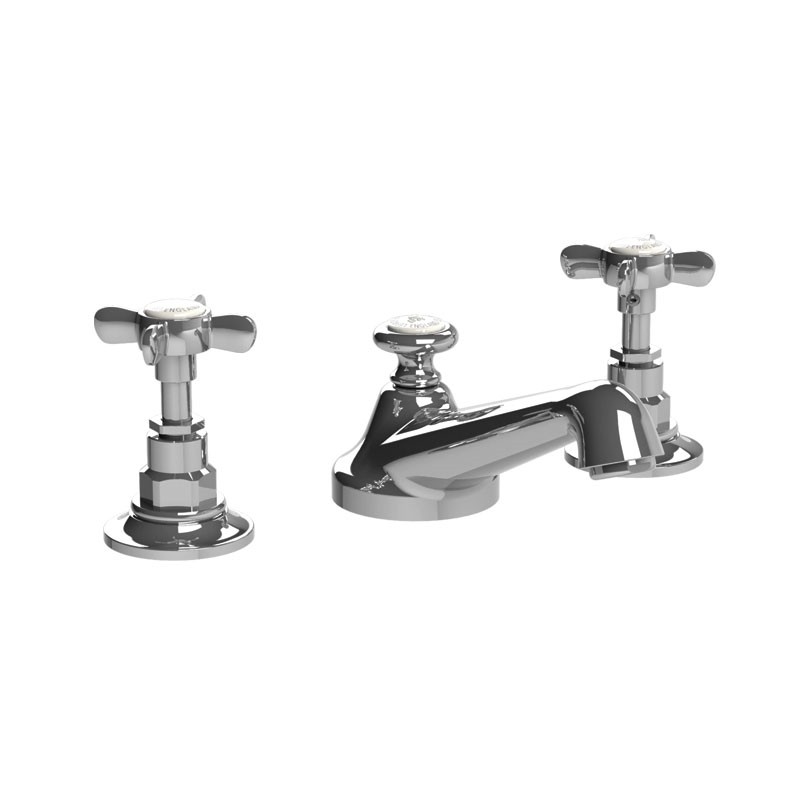 LEFROY BROOKS C1-1049 CLASSIC THREE HOLES DECK MOUNT BASIN MIXER WITH POP-UP WASTE AND CROSS HANDLES
