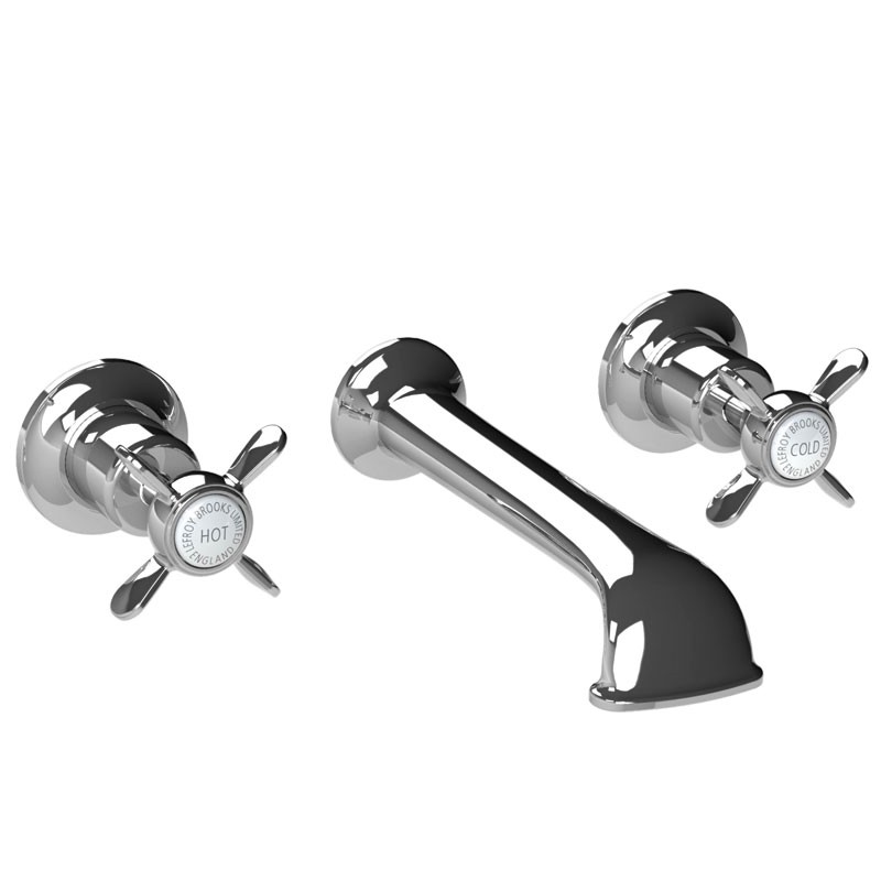 LEFROY BROOKS C1-1400 CLASSIC 2 1/4 INCH THREE HOLES WALL MOUNT BASIN MIXER WITH CROSS HANDLES