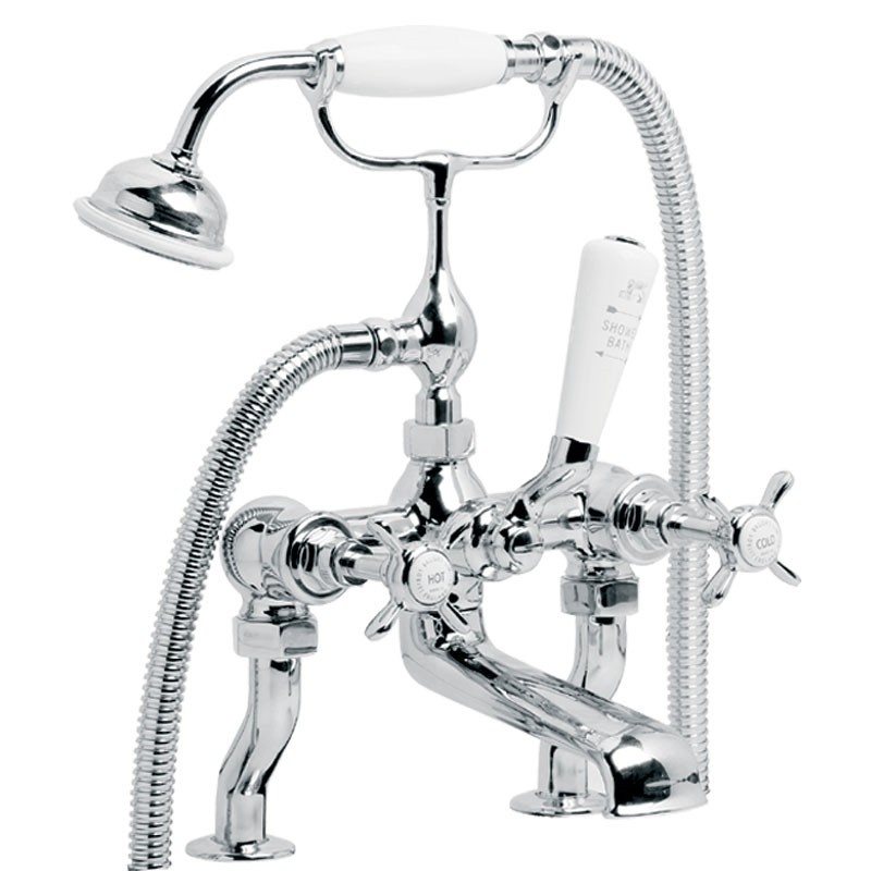 LEFROY BROOKS LB-1100 CLASSIC 14 3/8 INCH TWO HOLES DECK MOUNT TUB FILLER WITH HANDSHOWER