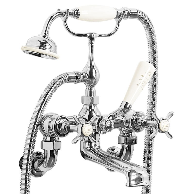 LEFROY BROOKS LB-1166 CLASSIC 11 3/4 INCH TWO HOLES WALL MOUNT TUB FILLER WITH HANDSHOWER