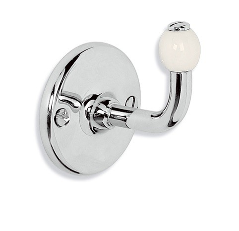 LEFROY BROOKS CW-5341 CLASSIC WALL MOUNT SINGLE ROBE HOOK WITH WHITE CERAMIC ACORNS