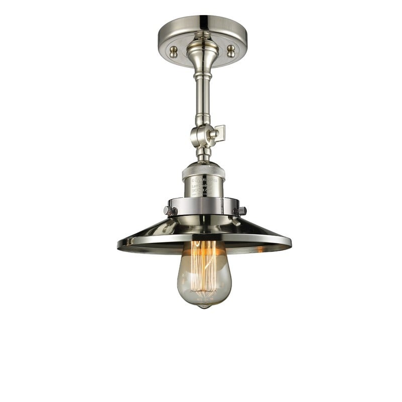 INNOVATIONS LIGHTING 201F-PN-M1 FRANKLIN RESTORATION RAILROAD 8 INCH ONE LIGHT POLISHED NICKEL METAL SEMI-FLUSH MOUNT LIGHT