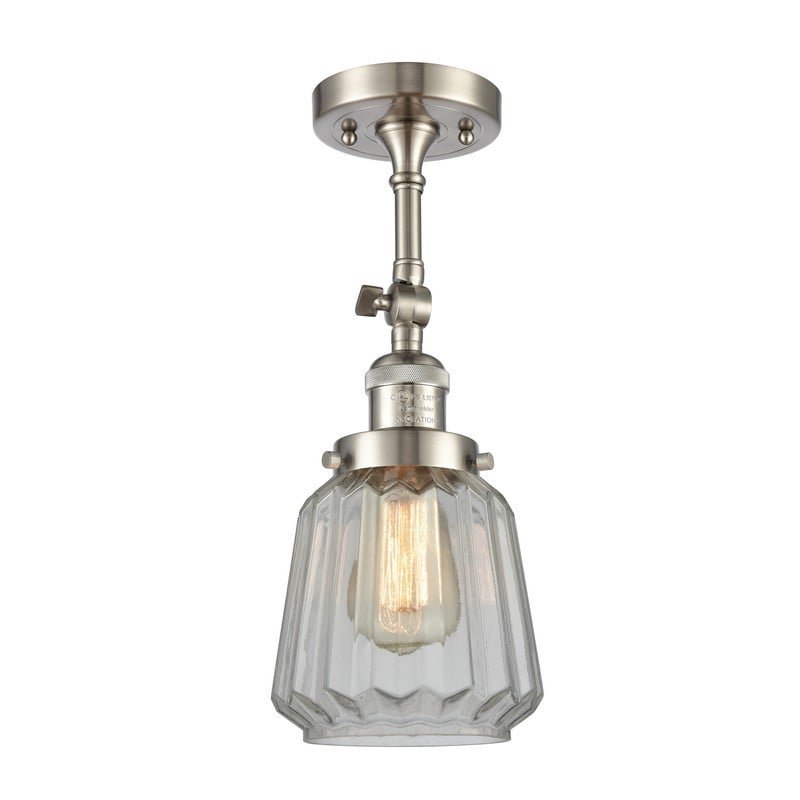 INNOVATIONS LIGHTING 201F-G142 FRANKLIN RESTORATION CHATHAM 6 INCH ONE LIGHT CLEAR GLASS SEMI-FLUSH MOUNT LIGHT