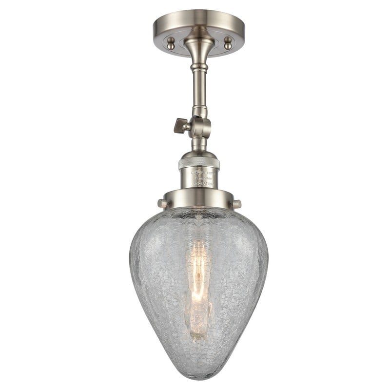 INNOVATIONS LIGHTING 201F-G165 FRANKLIN RESTORATION GENESEO 6 1/2 INCH ONE LIGHT CLEAR CRACKLE GLASS SEMI-FLUSH MOUNT LIGHT