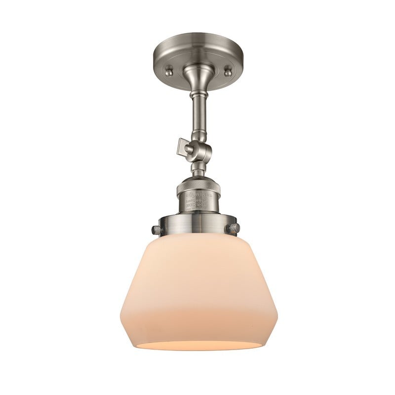 INNOVATIONS LIGHTING 201F-G171 FRANKLIN RESTORATION FULTON 7 INCH ONE LIGHT MATTE WHITE GLASS SEMI-FLUSH MOUNT LIGHT