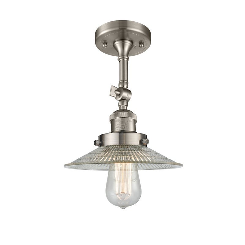 INNOVATIONS LIGHTING 201F-G2 FRANKLIN RESTORATION HALOPHANE 8 1/2 INCH ONE LIGHT GLASS SHADE SEMI-FLUSH MOUNT LIGHT