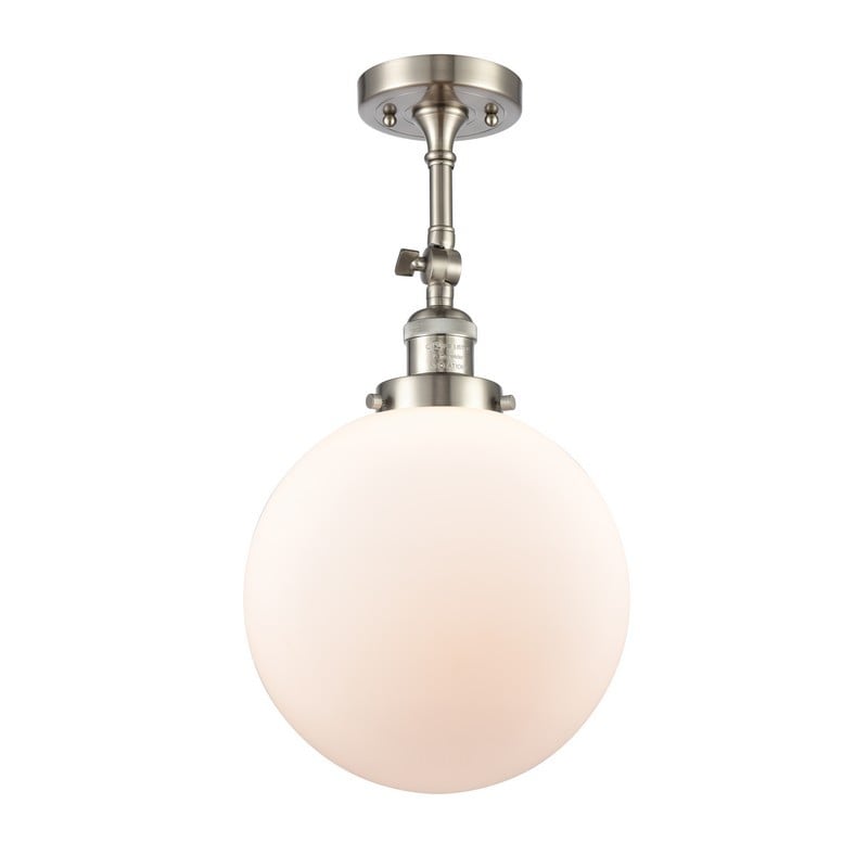 INNOVATIONS LIGHTING 201F-G201-10 FRANKLIN RESTORATION X-LARGE BEACON 10 INCH ONE LIGHT MATTE WHITE GLASS SEMI-FLUSH MOUNT LIGHT