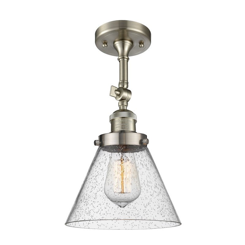 INNOVATIONS LIGHTING 201F-G44 FRANKLIN RESTORATION LARGE CONE 7 3/4 INCH ONE LIGHT SEEDY GLASS SEMI-FLUSH MOUNT LIGHT