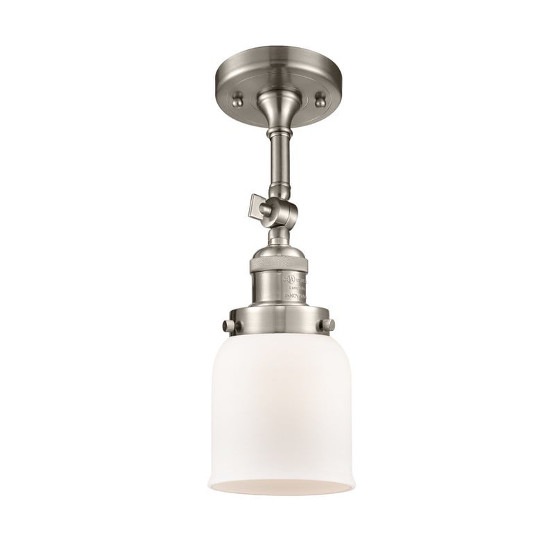 INNOVATIONS LIGHTING 201F-G51 FRANKLIN RESTORATION SMALL BELL 5 INCH ONE LIGHT MATTE WHITE GLASS SEMI-FLUSH MOUNT LIGHT