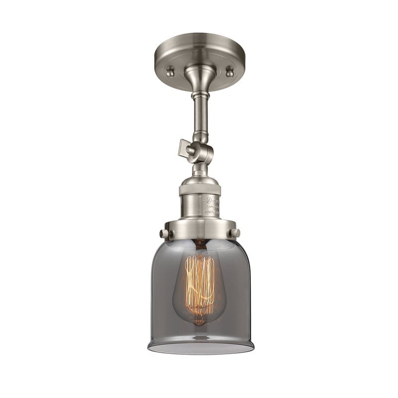 INNOVATIONS LIGHTING 201F-G53 FRANKLIN RESTORATION SMALL BELL 5 INCH ONE LIGHT GRAY GLASS SEMI-FLUSH MOUNT LIGHT