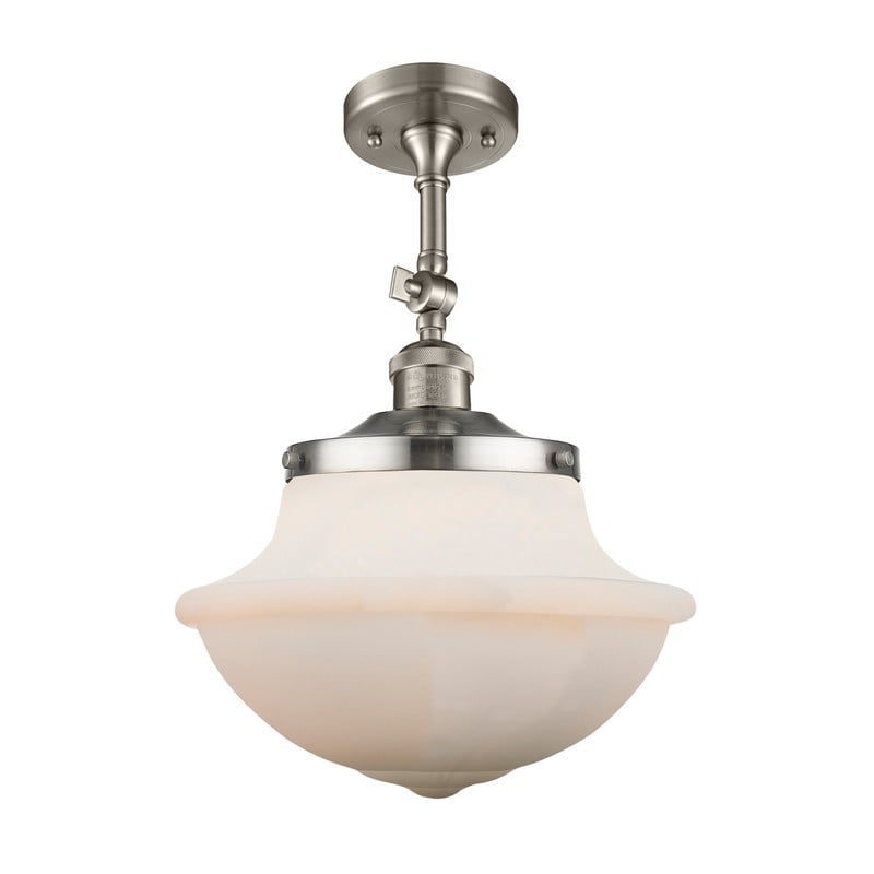 INNOVATIONS LIGHTING 201F-G541 FRANKLIN RESTORATION LARGE OXFORD 12 INCH ONE LIGHT MATTE WHITE GLASS SEMI-FLUSH MOUNT LIGHT