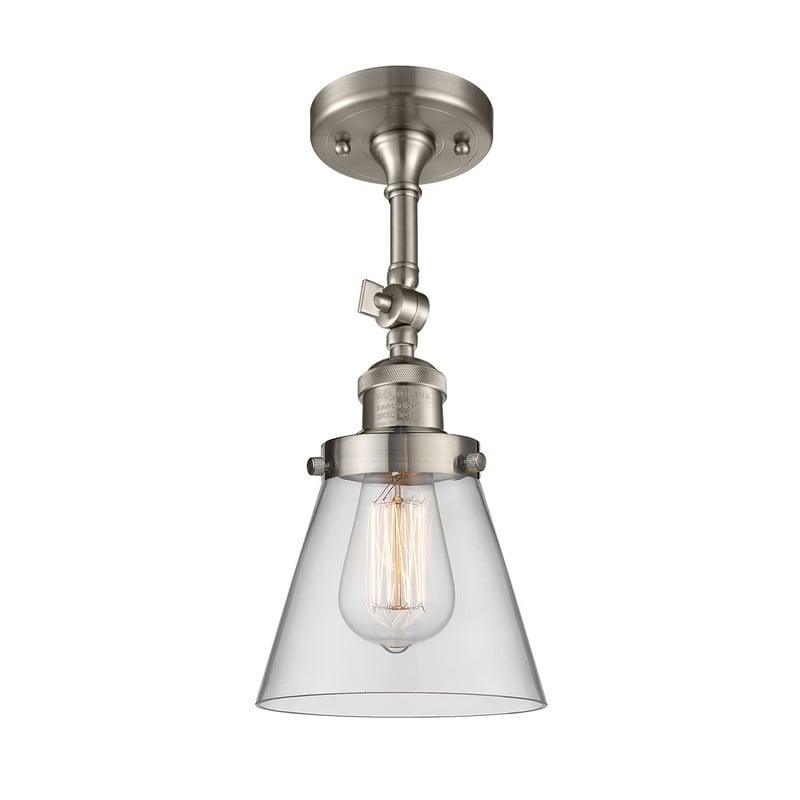 INNOVATIONS LIGHTING 201F-G62 FRANKLIN RESTORATION SMALL CONE 6 1/4 INCH ONE LIGHT CLEAR GLASS SEMI-FLUSH MOUNT LIGHT