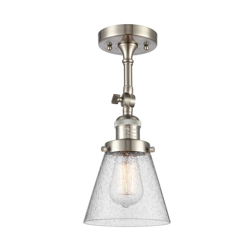 INNOVATIONS LIGHTING 201F-G64 FRANKLIN RESTORATION SMALL CONE 6 1/4 INCH ONE LIGHT SEEDY GLASS SEMI-FLUSH MOUNT LIGHT