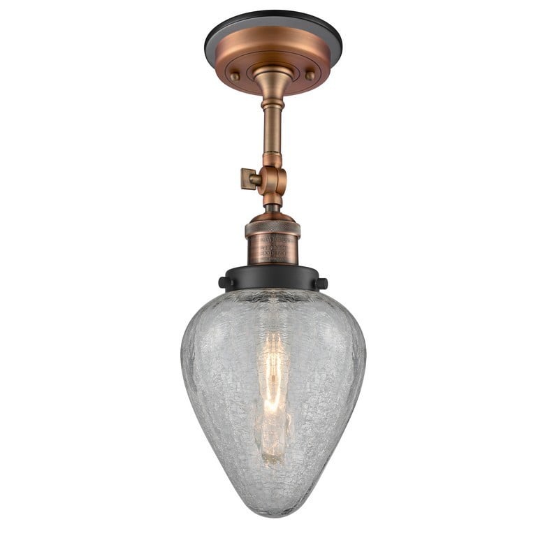 INNOVATIONS LIGHTING 201FBP-G165 FRANKLIN RESTORATION GENESEO 1 LIGHT 6 1/2 INCH CLEAR CRACKLE GLASS SEMI-FLUSH MOUNT LIGHT