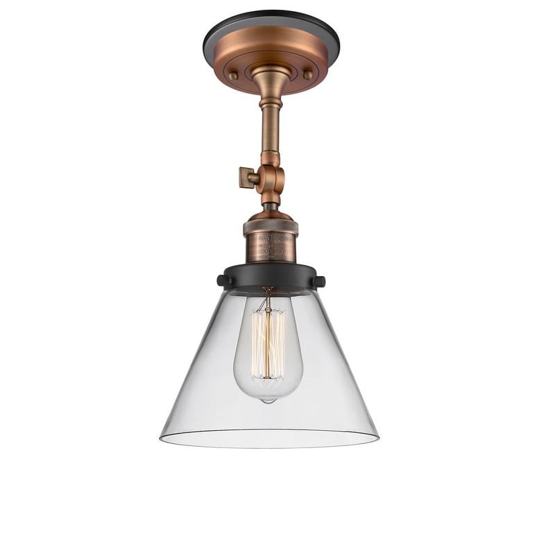 INNOVATIONS LIGHTING 201FBP-G42 FRANKLIN RESTORATION LARGE CONE 1 LIGHT 7 3/4 INCH CLEAR GLASS SEMI-FLUSH MOUNT LIGHT