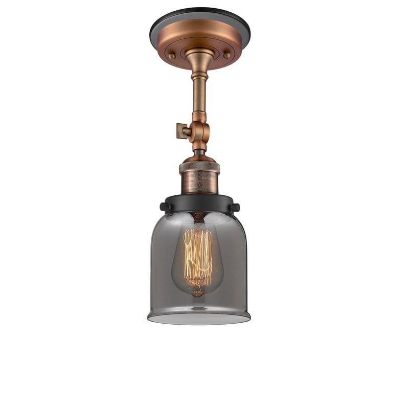 INNOVATIONS LIGHTING 201FBP-G53 FRANKLIN RESTORATION SMALL BELL 1 LIGHT 5 INCH PLATED SMOKE GLASS SEMI-FLUSH MOUNT LIGHT