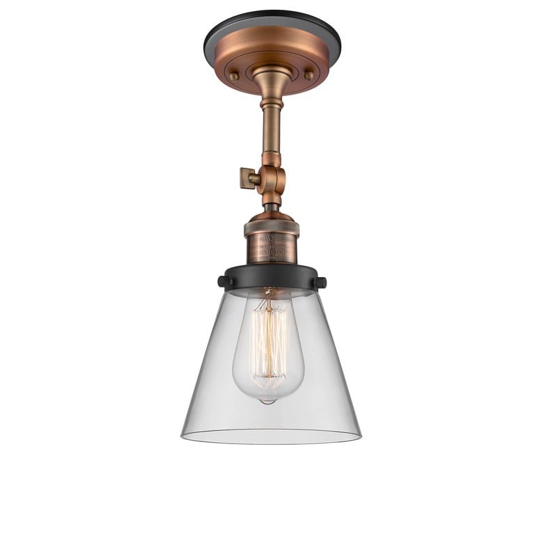 INNOVATIONS LIGHTING 201FBP-G62 FRANKLIN RESTORATION SMALL CONE 1 LIGHT 6 1/4 INCH CLEAR GLASS SEMI-FLUSH MOUNT LIGHT