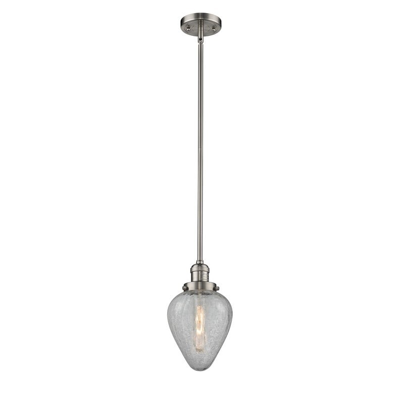 INNOVATIONS LIGHTING 201S-G165 FRANKLIN RESTORATION GENESEO 6 1/2 INCH ONE LIGHT CLEAR CRACKLE GLASS MINI PENDANT