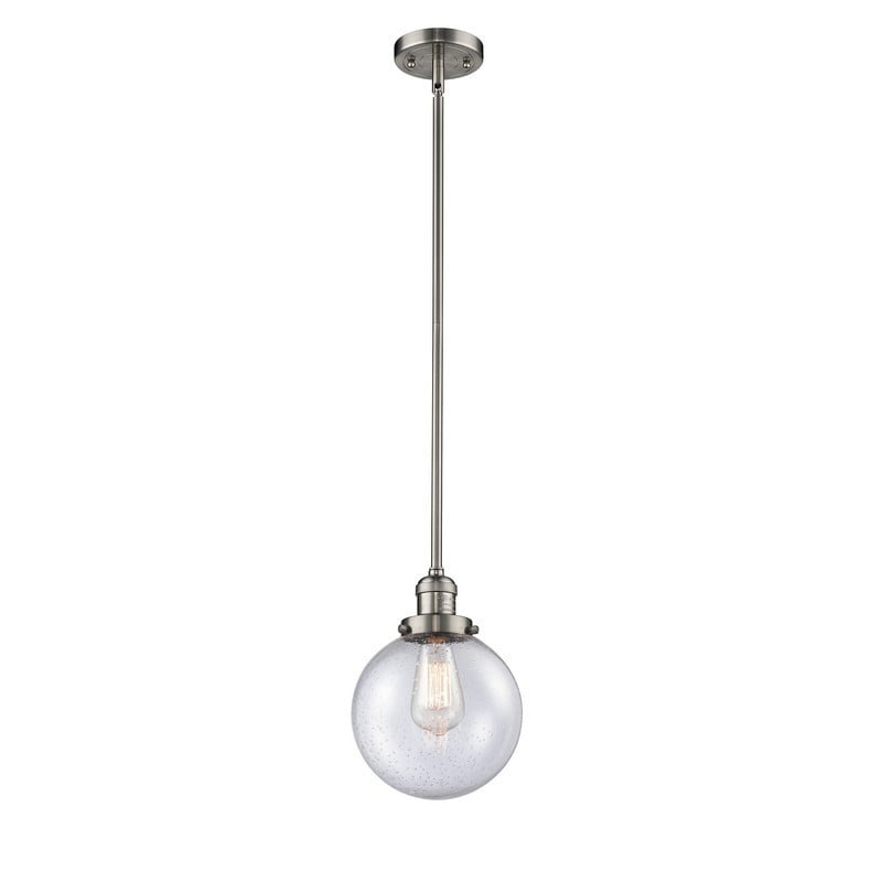 INNOVATIONS LIGHTING 201S-G204-8 FRANKLIN RESTORATION BEACON 8 INCH ONE LIGHT SEEDY GLASS MINI PENDANT