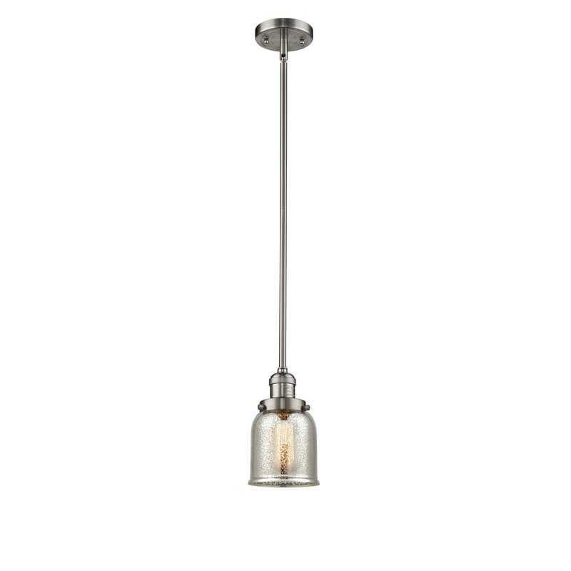 INNOVATIONS LIGHTING 201S-G58 FRANKLIN RESTORATION SMALL BELL 5 INCH ONE LIGHT SILVER MERCURY GLASS MINI PENDANT