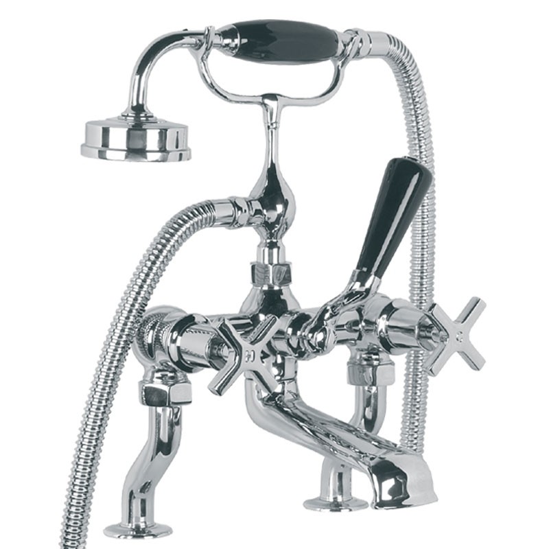 LEFROY BROOKS MH-1100 MACKINTOSH 14 3/8 INCH TWO HOLES DECK MOUNT TUB FILLER WITH HANDSHOWER
