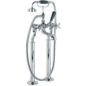 LEFROY BROOKS MH1144 MACKINTOSH 42 7/8 INCH TWO HOLES FLOOR MOUNT TUB FILLER WITH STANDPIPES AND HANDSHOWER