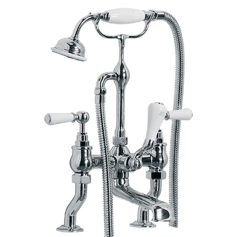 LEFROY BROOKS WL-1100 CLASSIC 15 INCH TWO HOLES DECK MOUNT TUB FILLER WITH HANDSHOWER