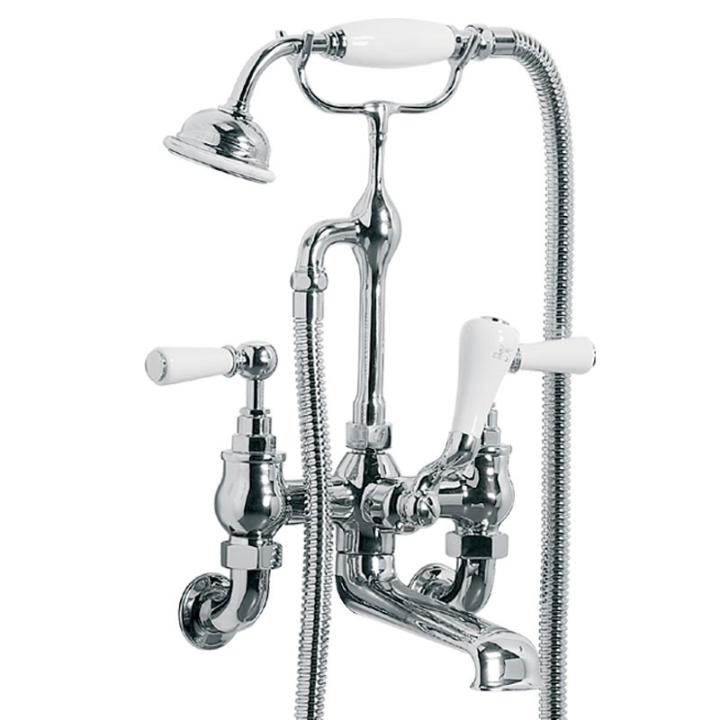 LEFROY BROOKS WL-1166 CLASSIC 12 1/2 INCH TWO HOLES WALL MOUNT TUB FILLER WITH HANDSHOWER