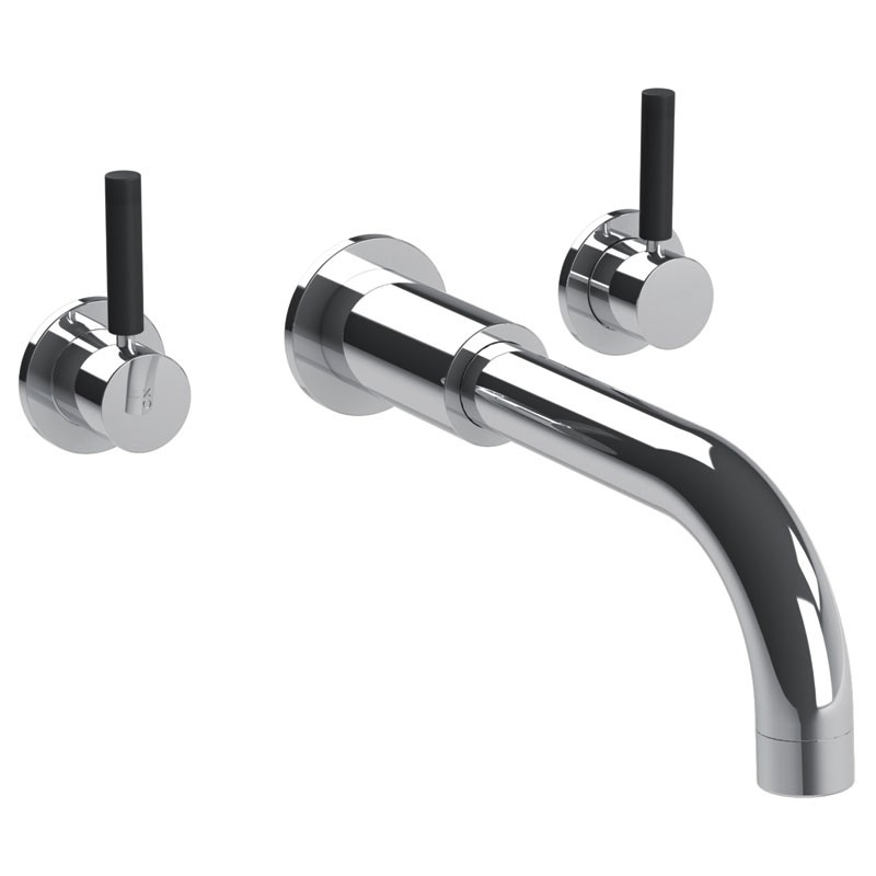 LEFROY BROOKS X1-1060 XO 5 3/4 INCH ZU THREE HOLES WALL MOUNT TUB FILLER WITH BLACK LEVER HANDLES
